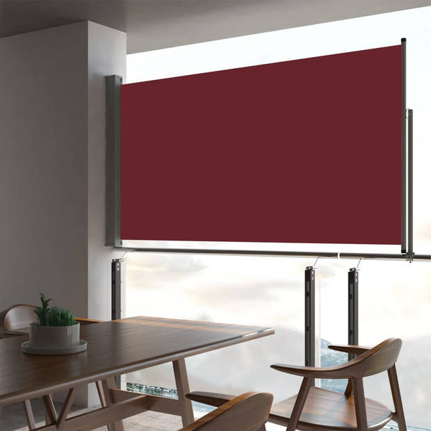 The Living Store zijluifel - 160 x 0-300 cm - UV-bestendig - automatische terugrolfunctie - rood