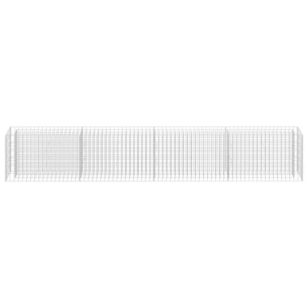 The Living Store Schanskorfplantenbak - Gegalvaniseerd staal - 360 x 30 x 60 cm (L x B x H) - Zilver - Wanddikte 10 cm