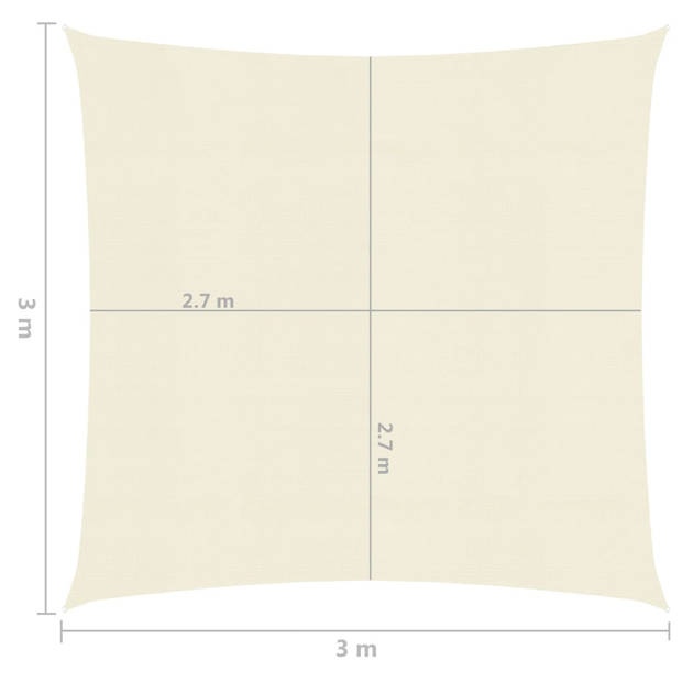 vidaXL Zonnezeil 160 g/m² 3x3 m HDPE crèmekleurig