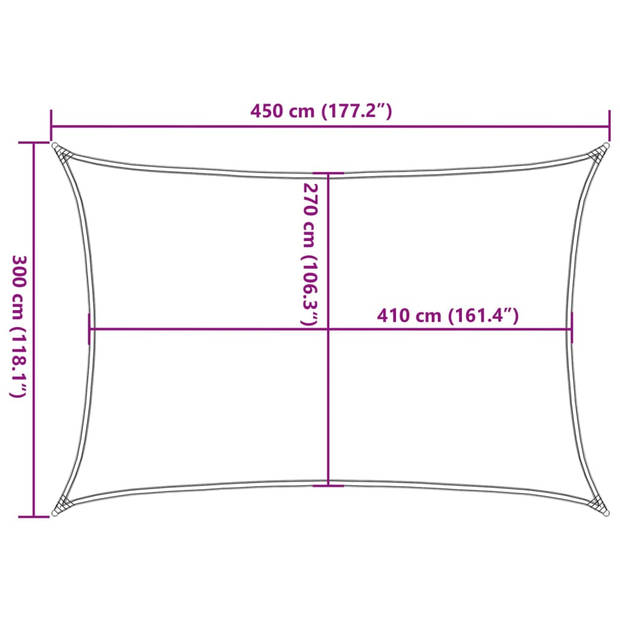 vidaXL Zonnezeil 160 g/m² 3x4,5 m HDPE antracietkleurig