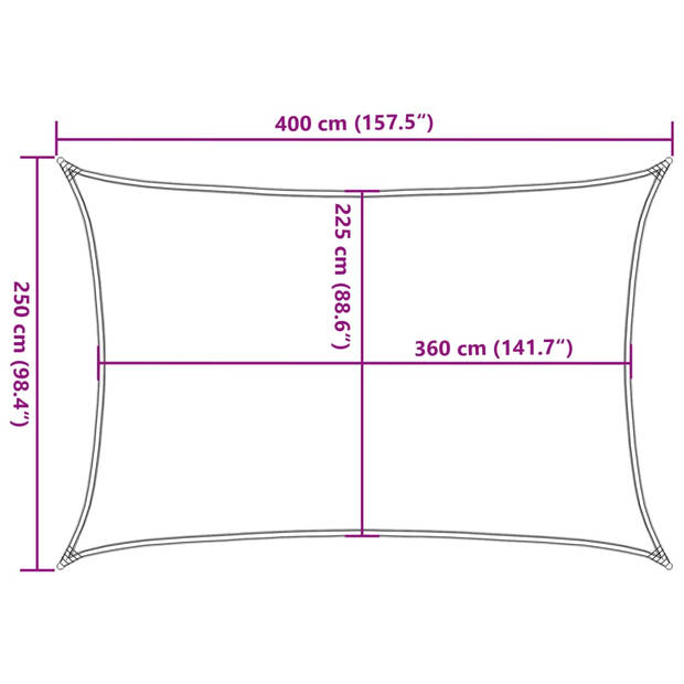 vidaXL Zonnezeil 160 g/m² 2,5x4 m HDPE wit