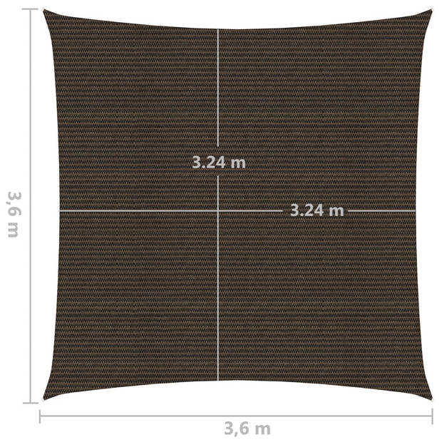 vidaXL Zonnezeil 160 g/m² 3,6x3,6 m HDPE bruin