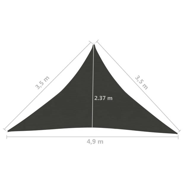 vidaXL Zonnezeil 160 g/m² 3,5x3,5x4,9 m HDPE antracietkleurig