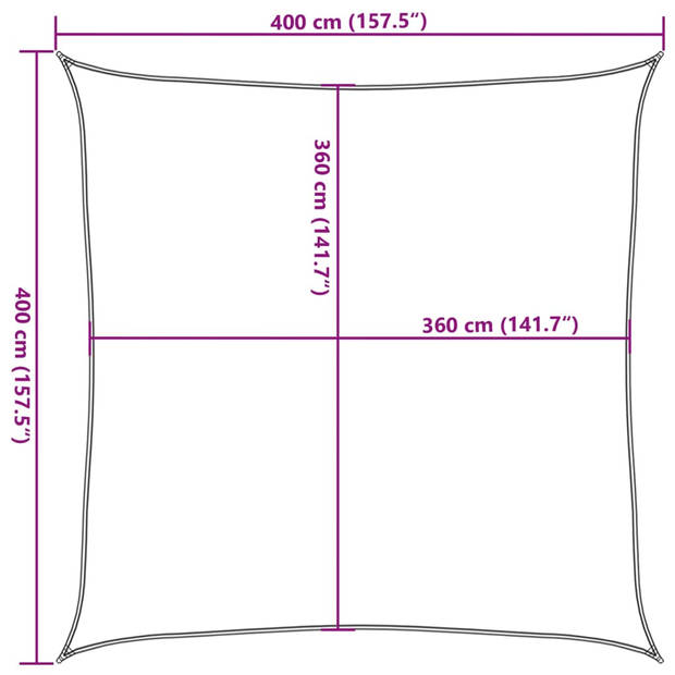 vidaXL Zonnezeil 160 g/m² 4x4 m HDPE bruin