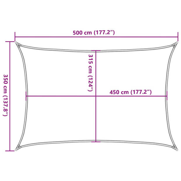 vidaXL Zonnezeil 160 g/m² 3,5x5 m HDPE rood