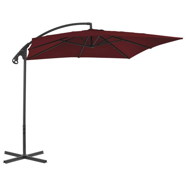 vidaXL Zweefparasol met stalen paal 250x250 cm wijnrood