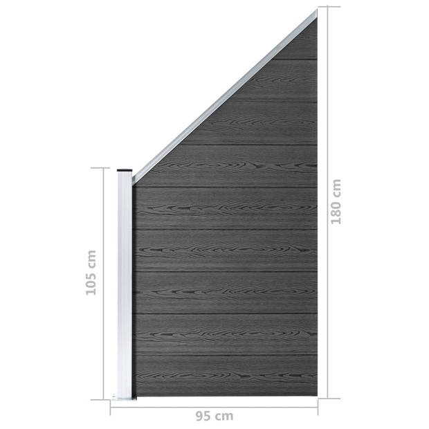 The Living Store Schutting Hout-Kunststof-Composiet - 95 x (105-180) cm - Zwart