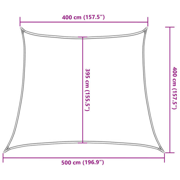 vidaXL Zonnezeil 160 g/m² 4/5x4 m HDPE crèmekleurig