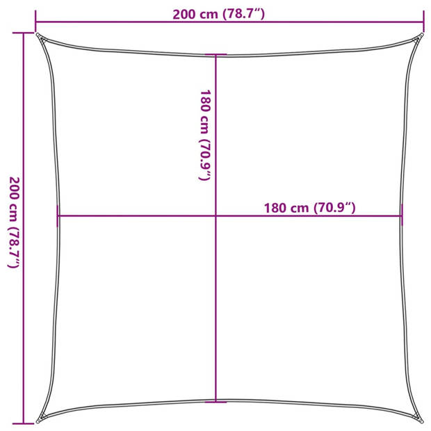 vidaXL Zonnezeil 160 g/m² 2x2 m HDPE zwart