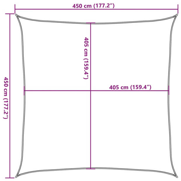 vidaXL Zonnezeil 160 g/m² 4,5x4,5 m HDPE zwart