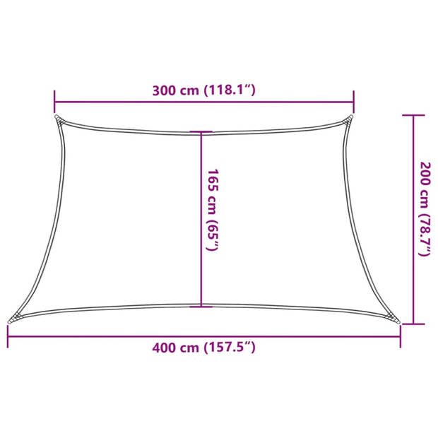 vidaXL Zonnezeil 160 g/m² 3/4x2 m HDPE zwart