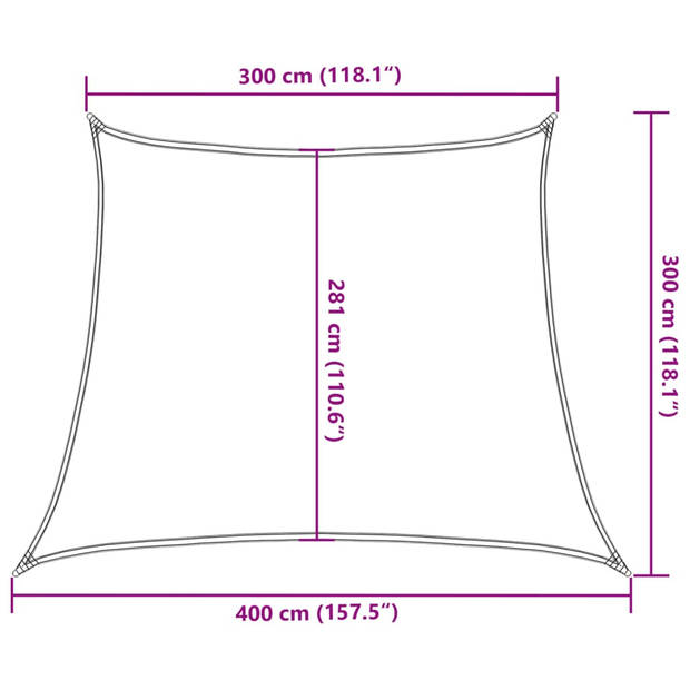 vidaXL Zonnezeil 160 g/m² 3/4x3 m HDPE zwart