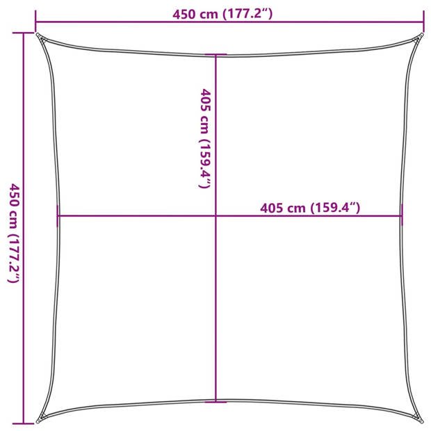 vidaXL Zonnezeil 160 g/m² 4,5x4,5 m HDPE taupe