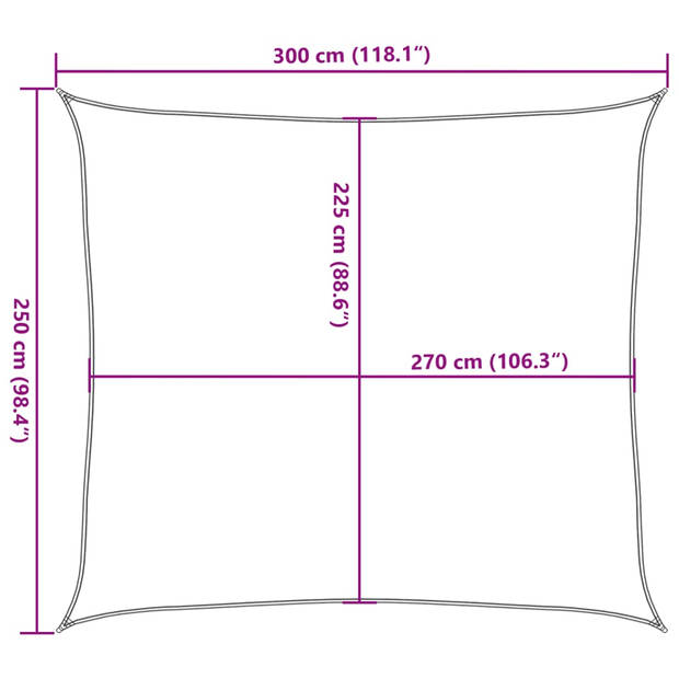 vidaXL Zonnezeil 160 g/m² 2,5x3 m HDPE antracietkleurig