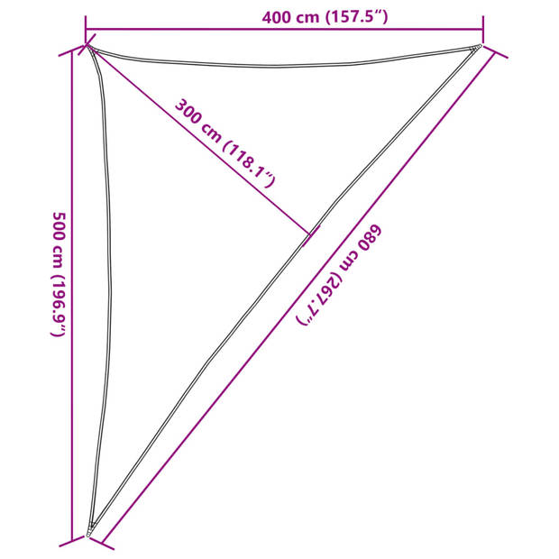 vidaXL Zonnezeil 160 g/m² 4x5x6,8 m HDPE zwart