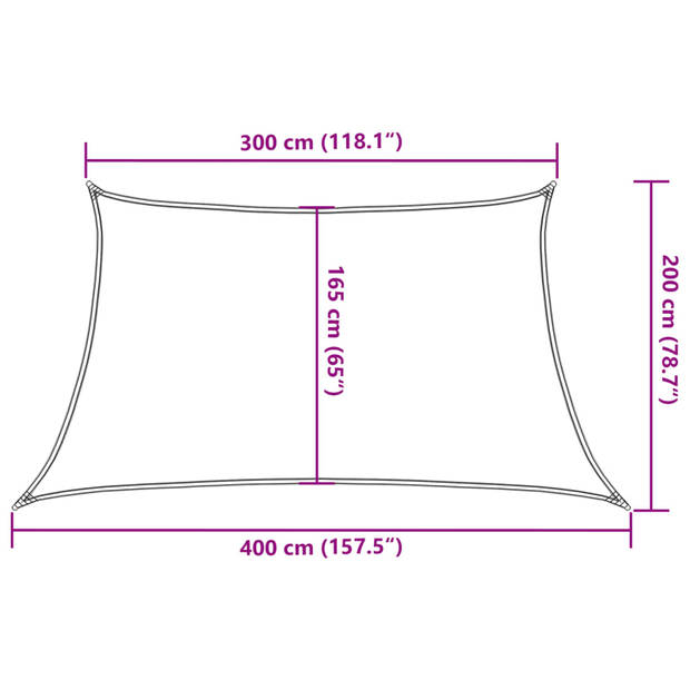 vidaXL Zonnezeil 160 g/m² 3/4x2 m HDPE geel