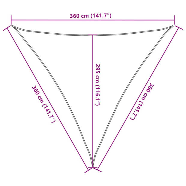 vidaXL Zonnescherm HDPE driehoek 3,6x3,6x3,6 m wit