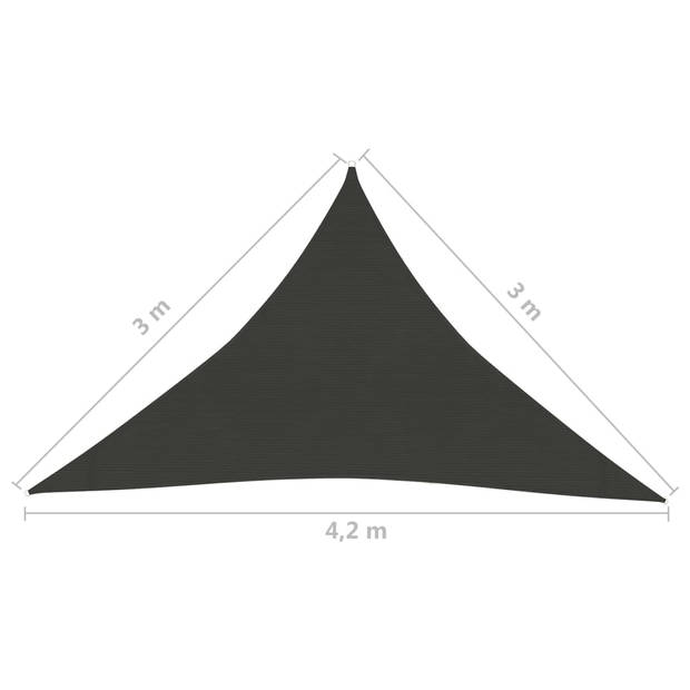 vidaXL Zonnezeil 160 g/m² 3x3x4,2 m HDPE antracietkleurig