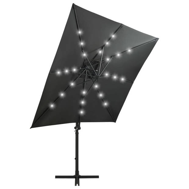 vidaXL Zweefparasol met paal en LED-verlichting 250 cm antracietkleur