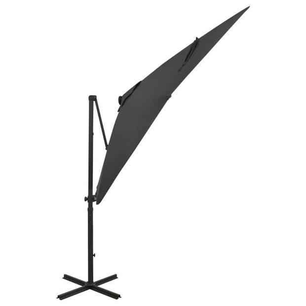 vidaXL Zweefparasol met paal en LED-verlichting 250 cm antracietkleur