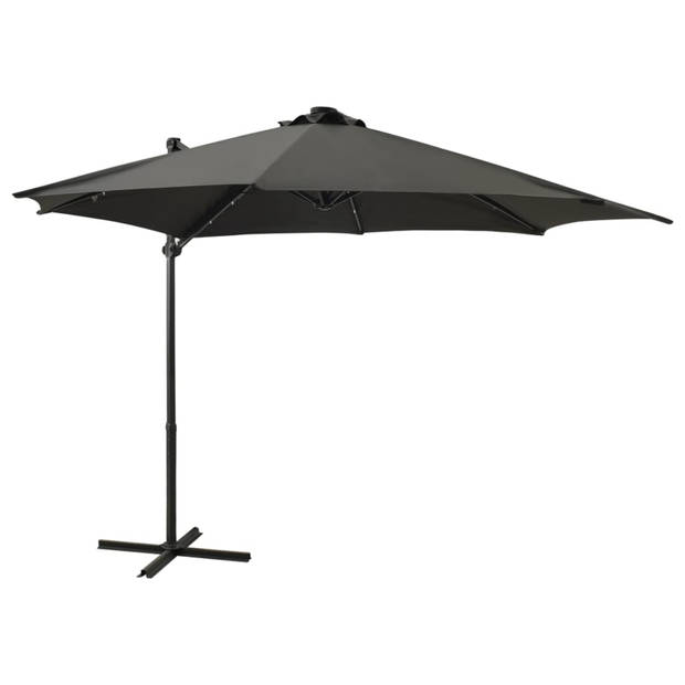 vidaXL Zweefparasol met paal en LED-verlichting 300 cm antracietkleur