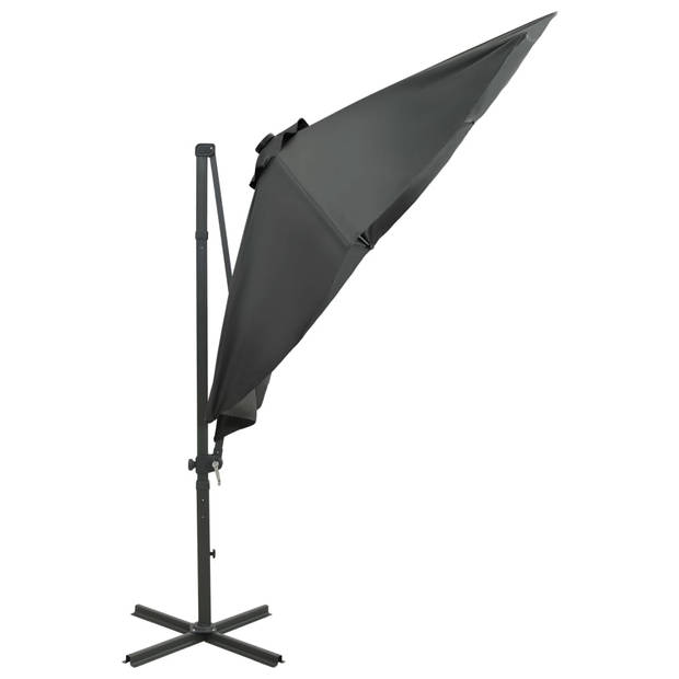 vidaXL Zweefparasol met paal en LED-verlichting 300 cm antracietkleur