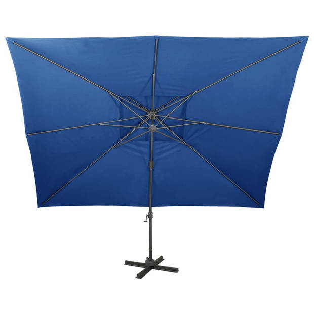 vidaXL Zweefparasol met dubbel dak 400x300 cm azuurblauw