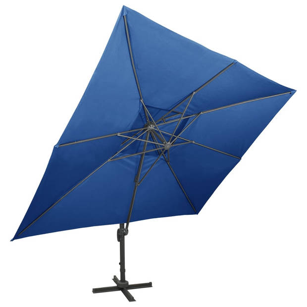 vidaXL Zweefparasol met dubbel dak 400x300 cm azuurblauw