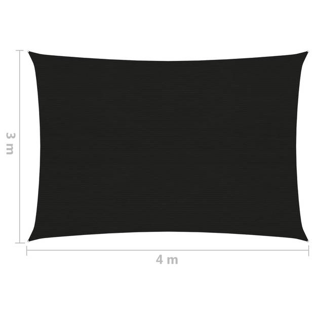 vidaXL Zonnezeil 160 g/m² 3x4 m HDPE zwart