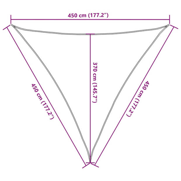 vidaXL Zonnezeil 160 g/m² 4,5x4,5x4,5 m HDPE antracietkleurig