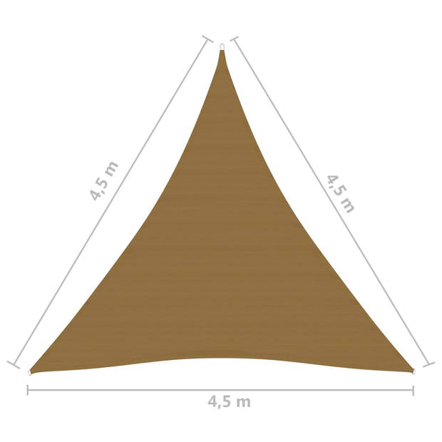 vidaXL Zonnezeil 160 g/m² 4,5x4,5x4,5 m HDPE taupe