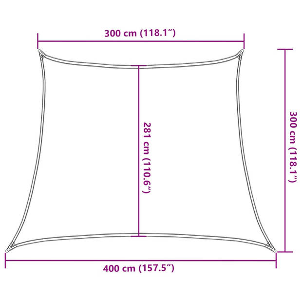 vidaXL Zonnezeil 160 g/m² 3/4x3 m HDPE wit