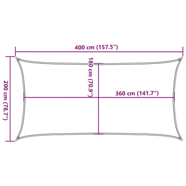 vidaXL Zonnezeil 160 g/m² 2x4 m HDPE rood