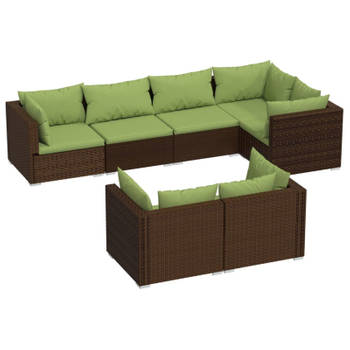 vidaXL 7-delige Loungeset met kussens poly rattan bruin