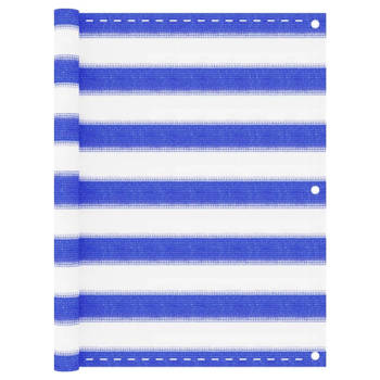 vidaXL Balkonscherm 75x500 cm HDPE blauw en wit