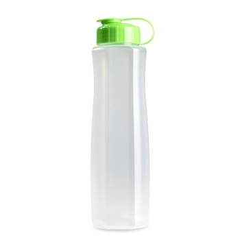 Kunststof waterfles 1500 ml transparant met dop groen - Drinkflessen