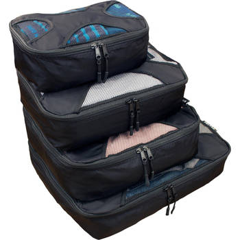 Volcan Packing Cubes - Koffer Organizer Set - 4 Delige Set - Voor Koffer en Backpack - Zwart