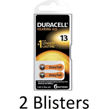 12 Stuks (2 Blisters a 6 st) duracell Batterij da13 hearing aid