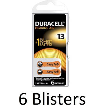 36 Stuks (6 Blisters a 6 st) duracell Batterij da13 hearing aid