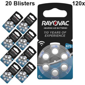 120 Stuks (20 Blisters a 6st) - Rayovac akoestische HA675 / 675 / PR44 / ZL1 640 mAh 1.4V gehoorapparaat batterij