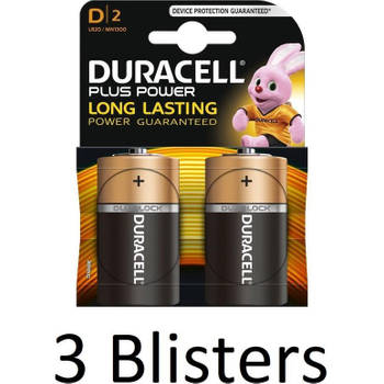 6 Stuks (3 Blisters a 3 st) Duracell Plus Power D batterijen
