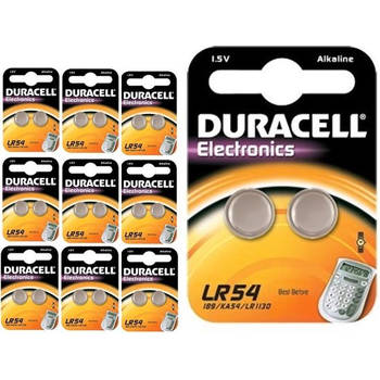 20 Stuks (10 Blisters a 2st) - Duracell G10 / LR54 / 189 / AG10 Alkaline knoopcel batterij