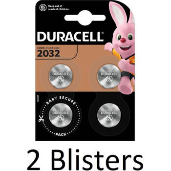 8 Stuks (2 Blisters a 4 st) Duracell 2032 Lithium-knoopcelbatterij