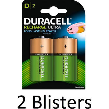 4 Stuks (2 Blisters a 2 st) Duracell D Oplaadbare Batterijen