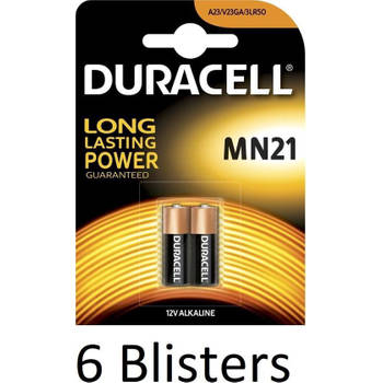 12 Stuks (6 Blisters a 2 st) Duracell MN21 Alkaline Beveiligingsbatterij