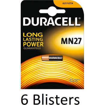 6 Stuks (6 Blisters a 1 st) Duracell MN27 - GP27A - A27 - L828 12V alkaline batterij