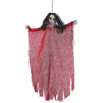 Horror hangdecoratie spook/geest pop rood 60 cm - Halloween poppen