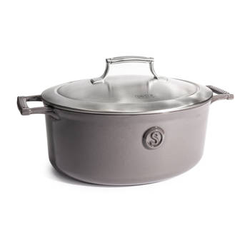 Saveur Selects Braadpan Ovaal Voyage - Rabbit Grey - ø 30 cm / 5.6 liter - geëmailleerde anti-aanbaklaag