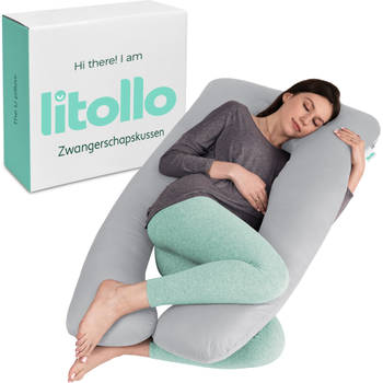 Litollo® Zwangerschapskussen XXL - Voedingskussen - Lichaamskussen - Body pillow - 280cm - Afneembare hoes -