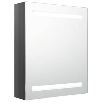 vidaXL Badkamerkast met spiegel LED 50x14x60 cm glanzend grijs